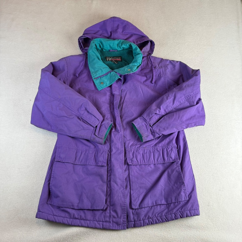 Weather Watcher Pacific Trail Vintage Purple Teal Fleece Lined Parka Jacket M